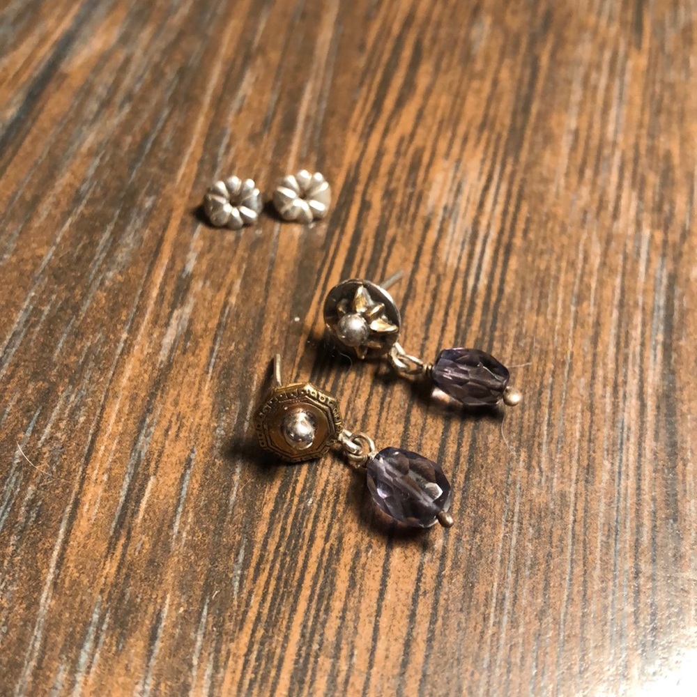 Purple crystal drop earrings